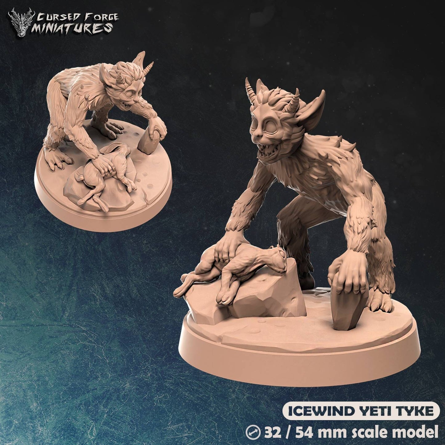 Icewind Dale yeti, yeti tyke - cursed forge - dnd - tabletop - miniature