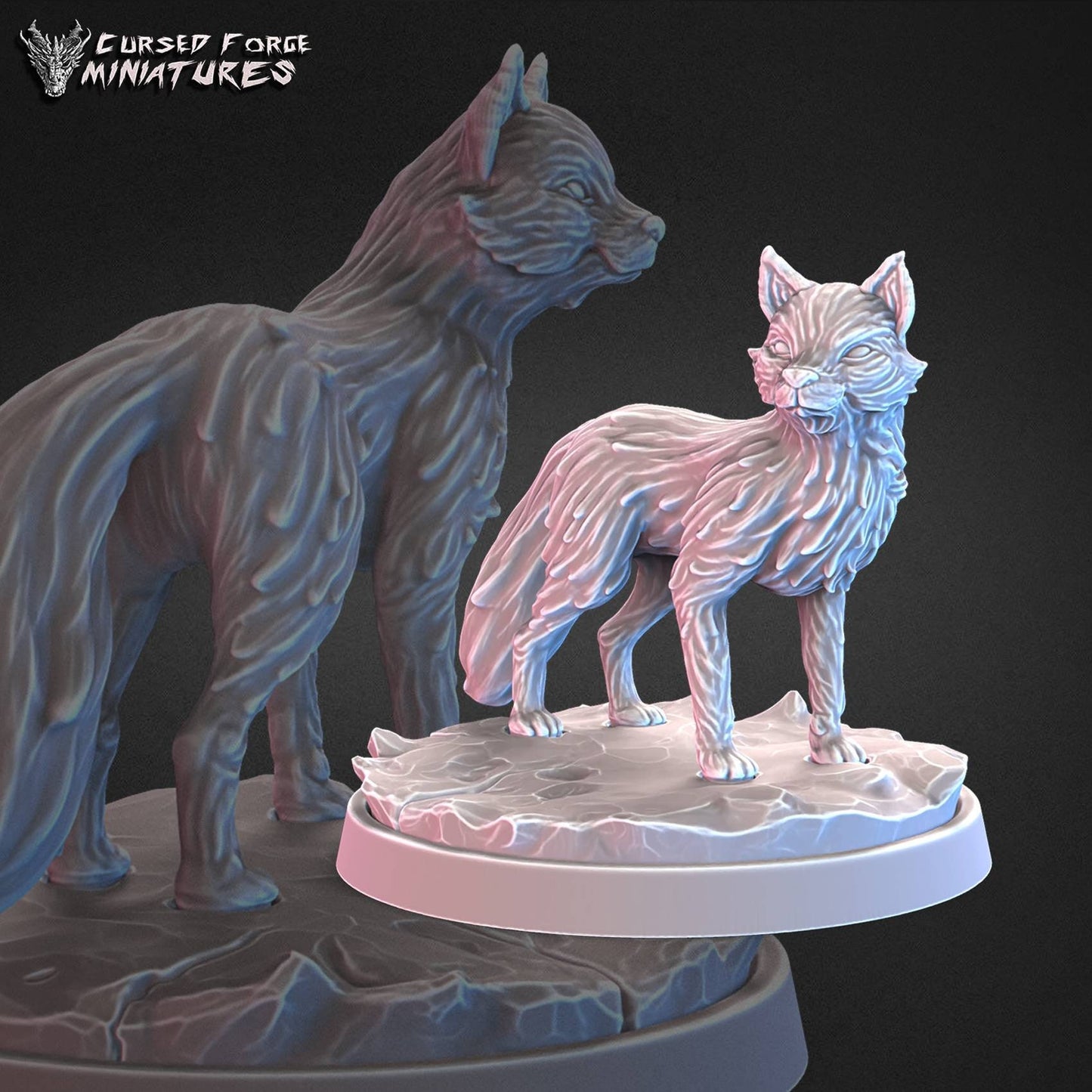 Frost Druid and Arctic fox(cursed forge miniatures) - unpainted - D&D - Tabletop - RPG - fantasy - miniature