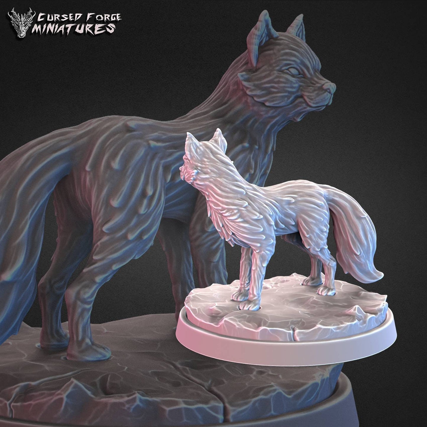Frost Druid and Arctic fox(cursed forge miniatures) - unpainted - D&D - Tabletop - RPG - fantasy - miniature