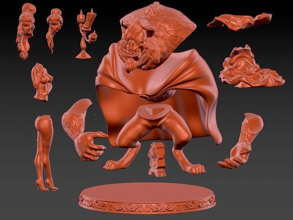 beauty and the best (fan art) - Sexy - nsfw - sfw - unpainted - 3d printed - figurine - statue - diorama