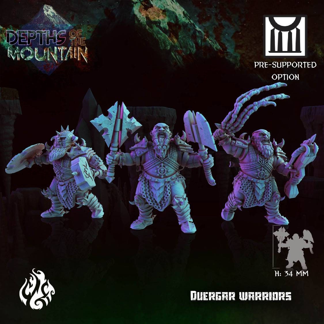 Duergar warriors modular - 32mm - D&D - pathfinder - tabletop - rpg - tabletop - fantasy miniature - crippled God Foundry