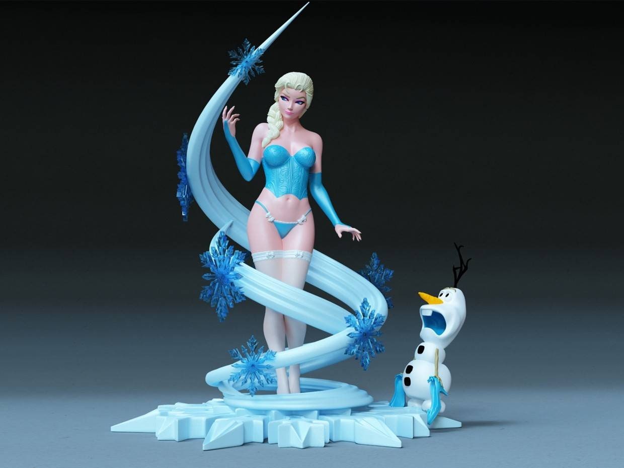 Elsa (FAN ART) - unpainted -Sexy sfw - nsfw - 3d printed - figurine - – 3D  Printing Empire