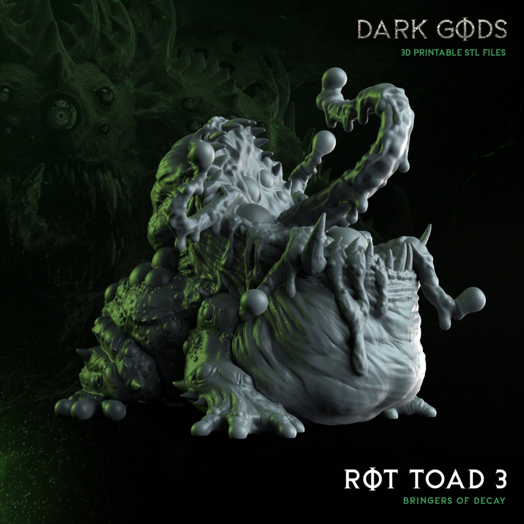 Dark Gods - Rot toads of pestilence and fury - 3d printed - 32mm - fantasy - tabletop - RPG - DND - Pathfinder - Miniatures