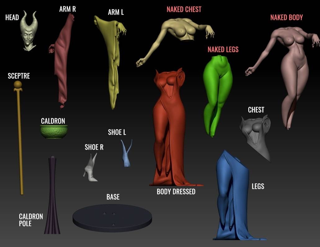 Maleficent - sfw - nsfw - unpainted - 3d printed model - FAN ART