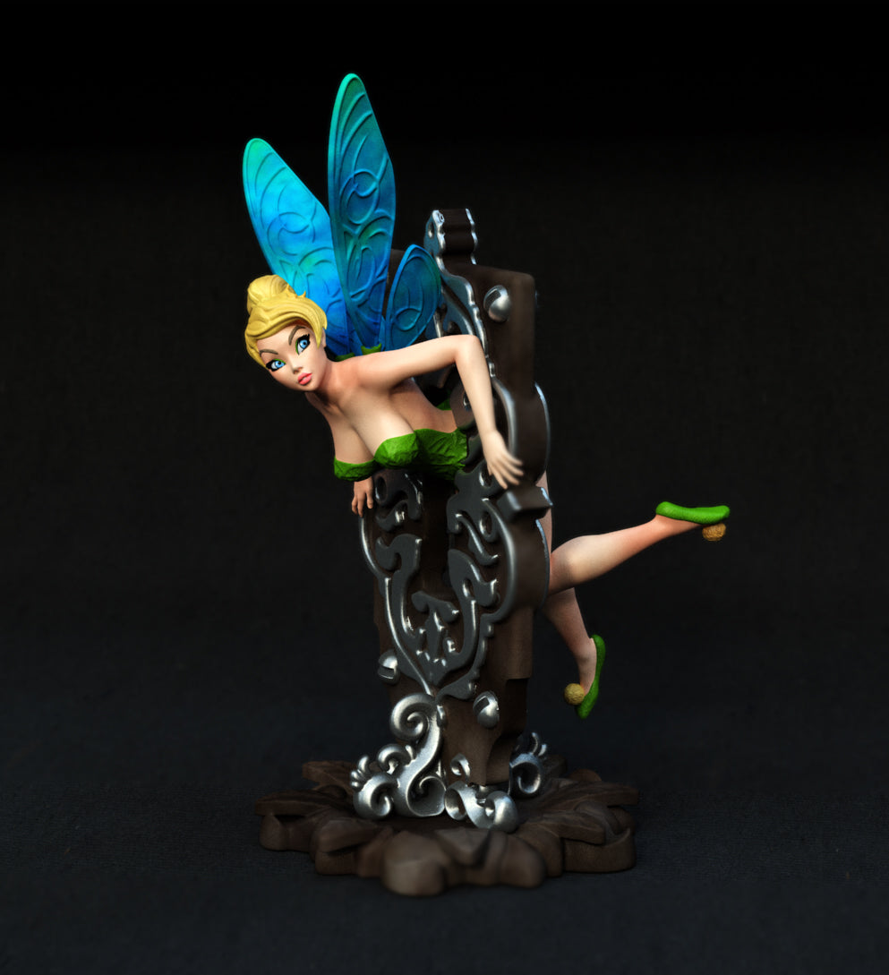 TinkerBell Stuck in key hole - 3d printed - fan art - figure - unpainted