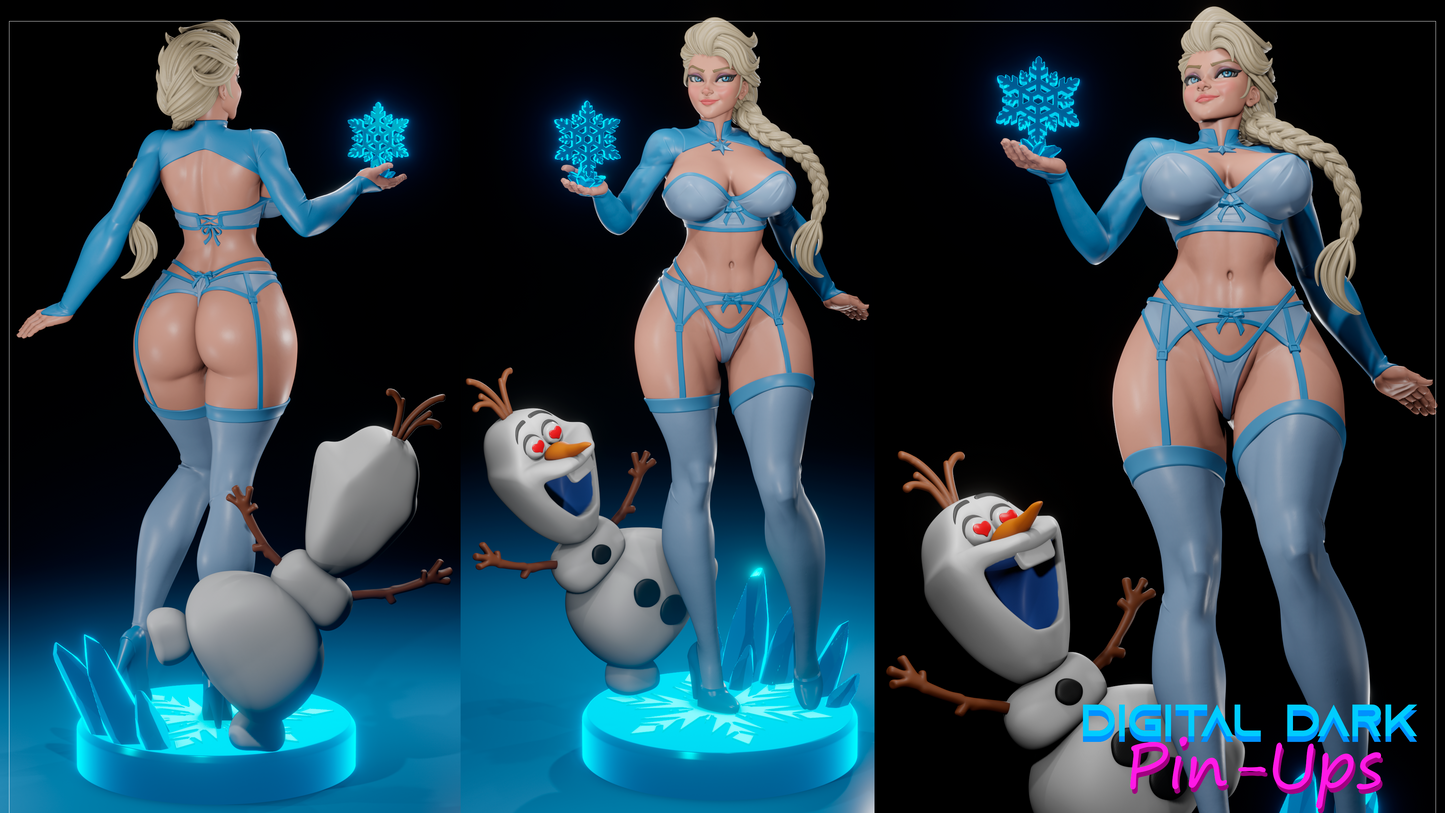 Elsa - Frozen - Fan Art - 3d Printed - figure - UNPAINTED