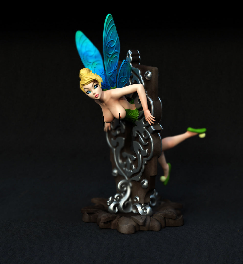 TinkerBell Stuck in key hole - 3d printed - fan art - figure - unpainted