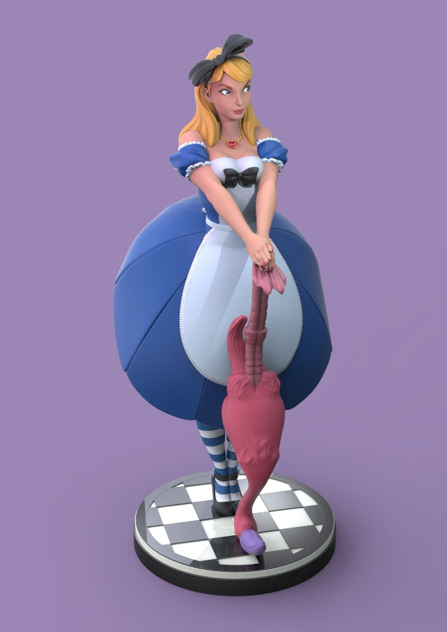 Alice in wonderland- 3d printed - fan art - figure - unpainted