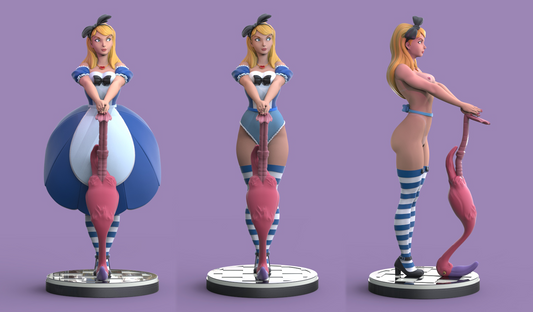 Alice in wonderland- 3d printed - fan art - figure - unpainted