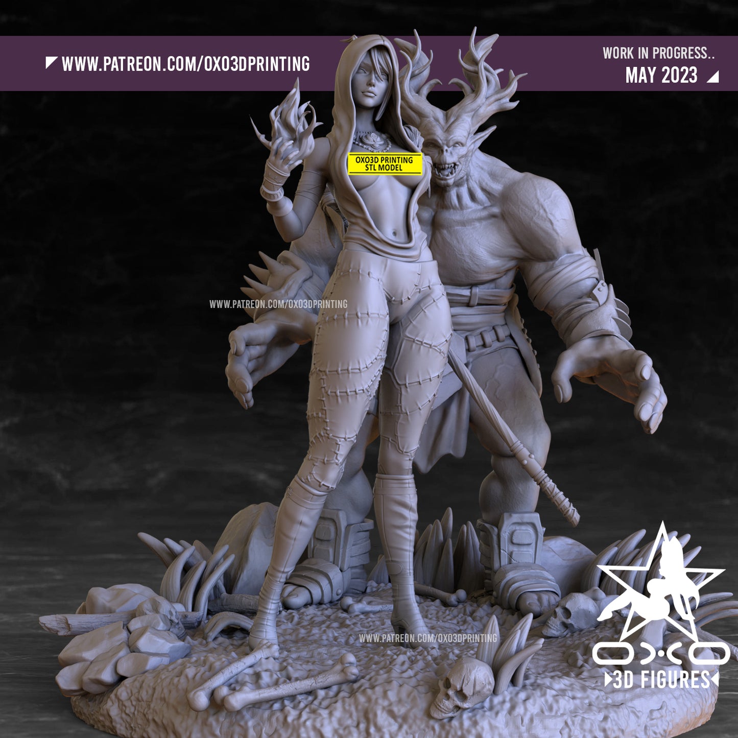 Morrigan and Ogre - Dragon Age - 3d printed - Fan Art - Figure - UNPAINTED