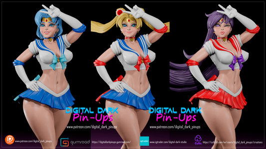 Sailor moon/Mars/mercury - UNPAINTED - 3d printed - figure