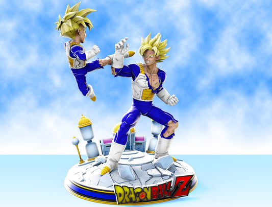 Gohan and Goku training - 3d printed - diorama - fan art - unpainted