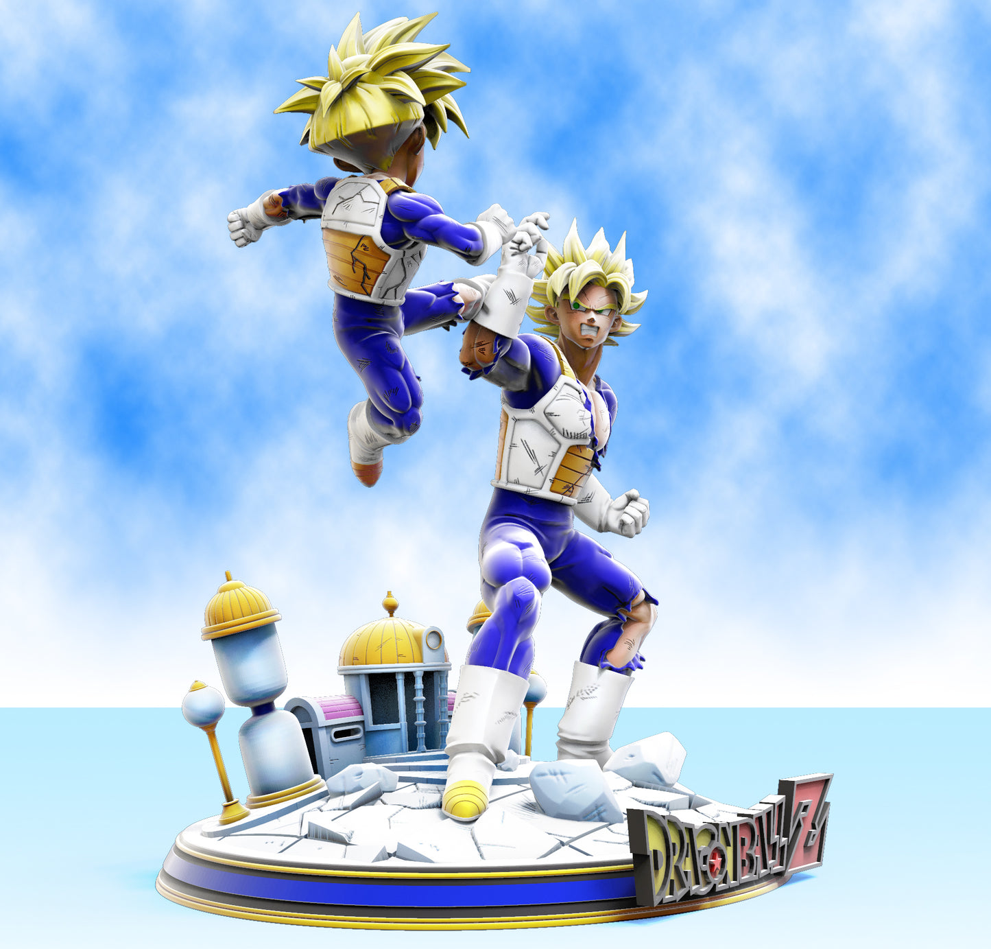 Gohan and Goku training - 3d printed - diorama - fan art - unpainted