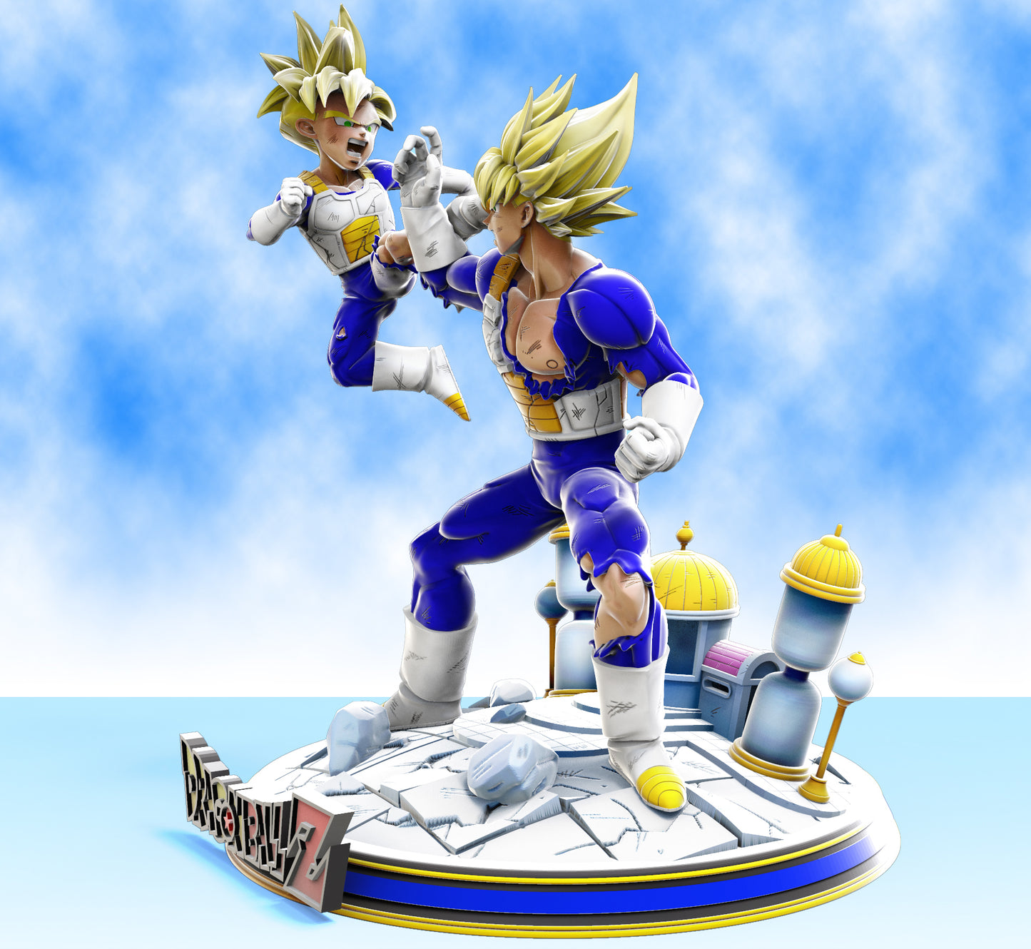 Gohan and Goku training - 3d printed - diorama - fan art - unpainted