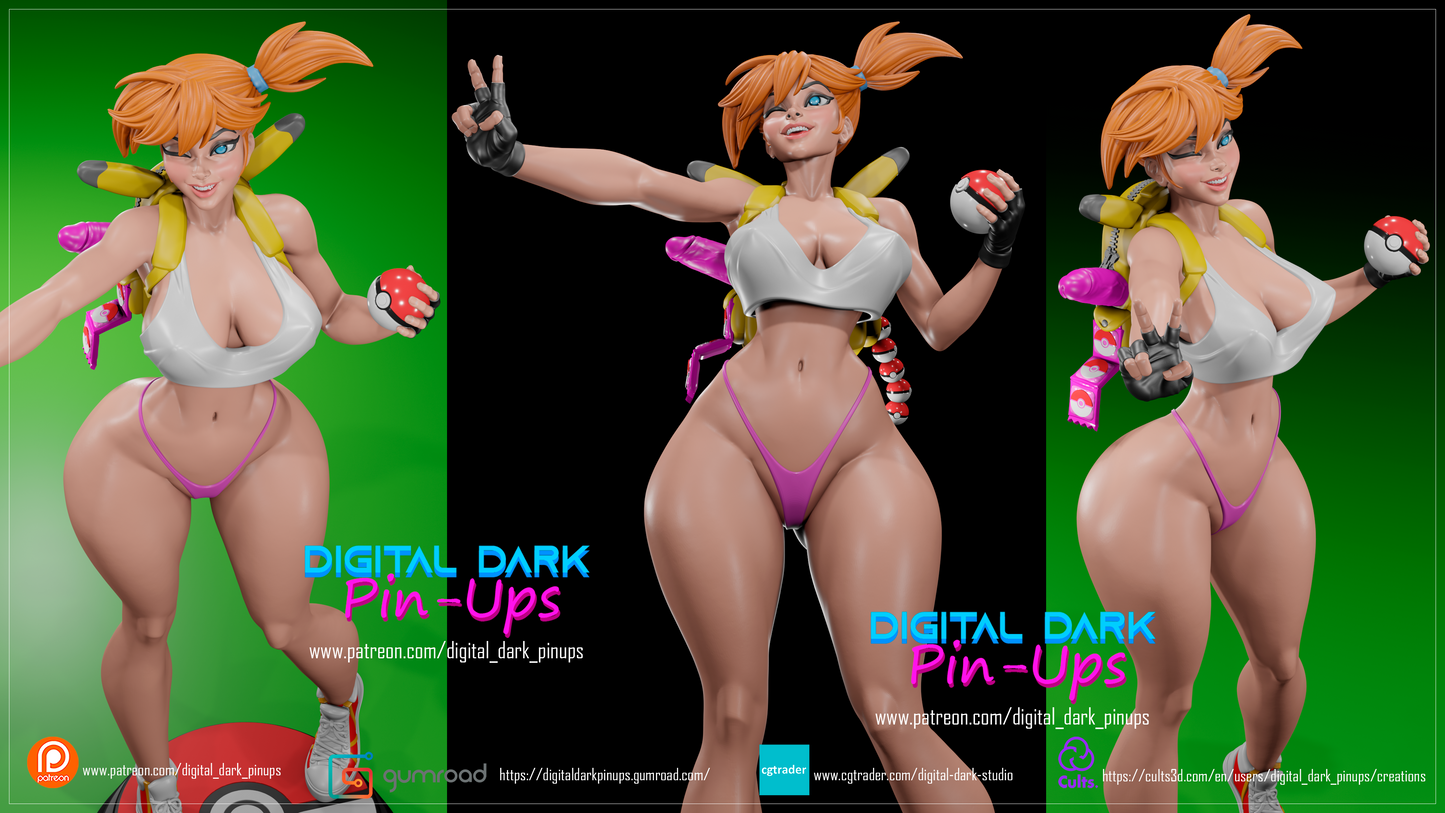 Misty - pokemon - fan art - sfw - nsfw - 3d printed - fan art - statue - FUTANARI - UNPAINTED