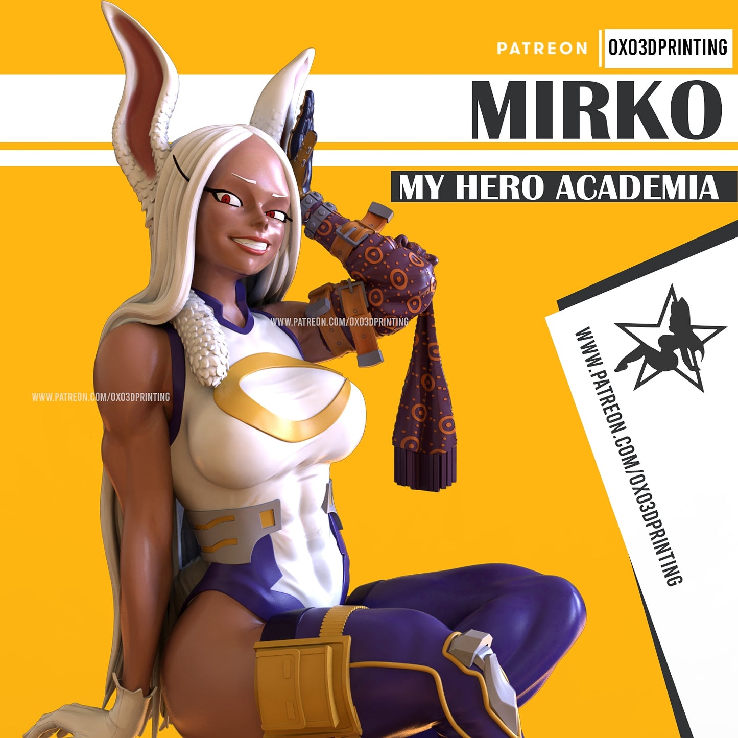 Mirko - my hero academia - fan art - sfw - nsfw - 3d printed - figure - UNPAINTED