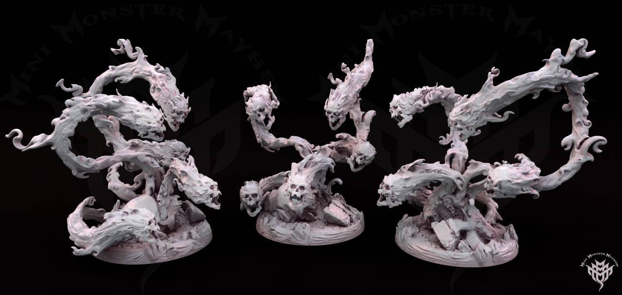 Possessed Flaming Skulls - mini monster mayhem - 32mm - 3d printed - miniatures