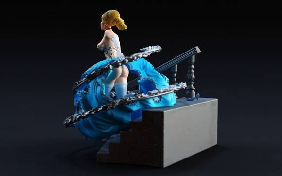 Cinderella (fan art) - Sexy - sfw - nsfw - unpainted - 3d printed - figurine - statue