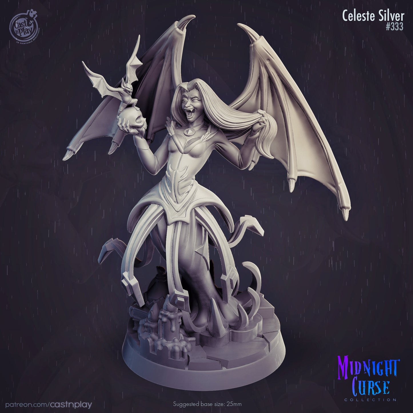 Celeste Silver - 32mm scaled miniature - D&D - Pathfinder - 40K - Fantasy Mini - Cast n play