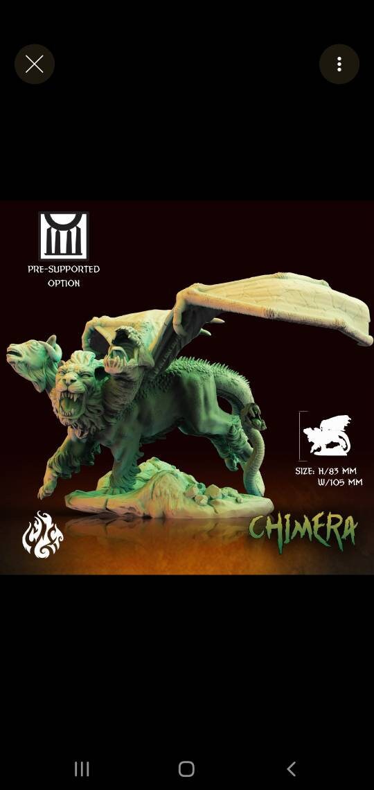 Chimera monster - 28mm-74mm miniature - D&D - pathfinder - 40k - crippled good foundry mini