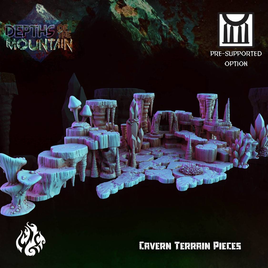 Cavern Terrain - 32mm - D&D - pathfinder - tabletop - rpg - miniature terrain - crippled God Foundry