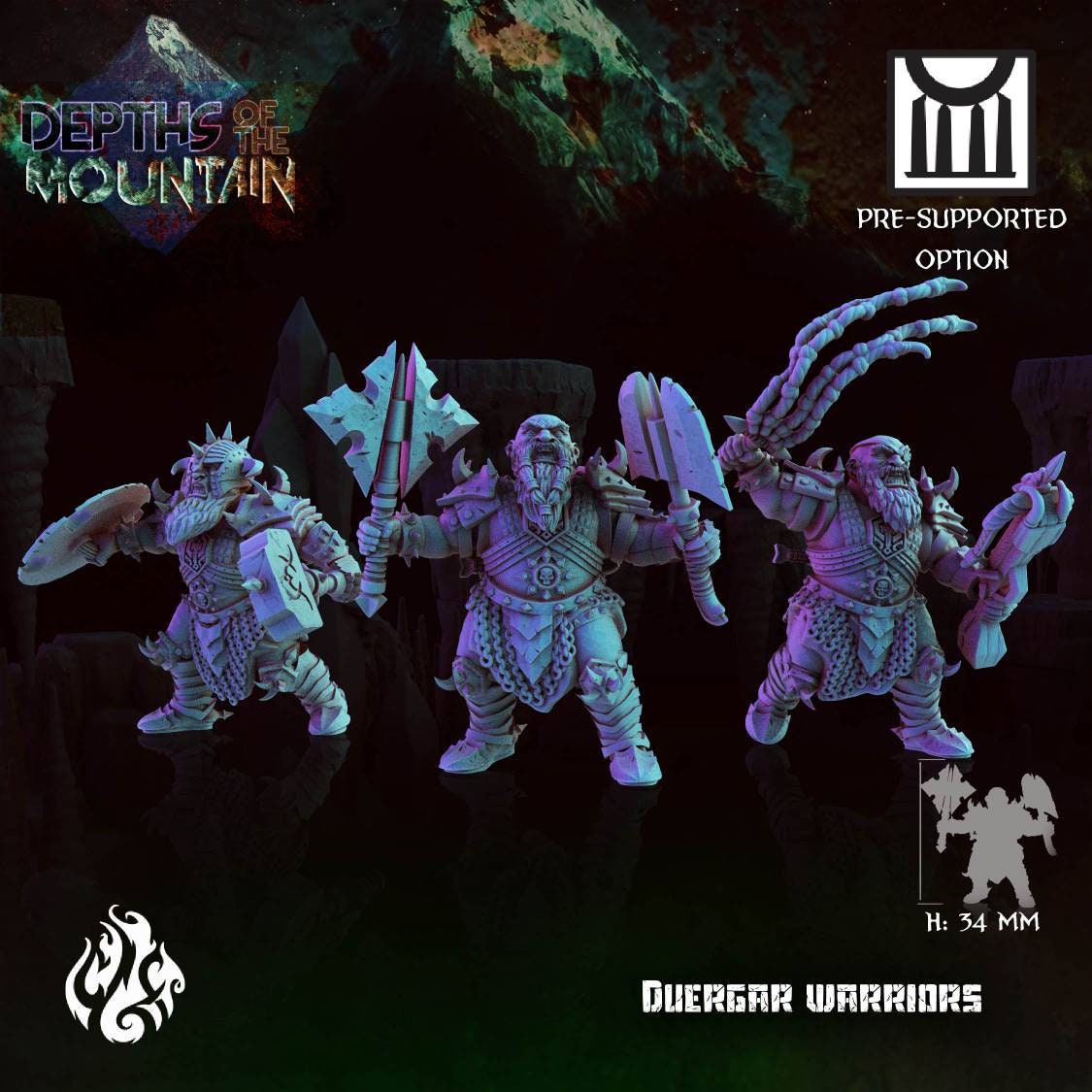 Duergar warriors modular - 32mm  - D&D - pathfinder - tabletop - rpg - tabletop - fantasy miniature - crippled God Foundry