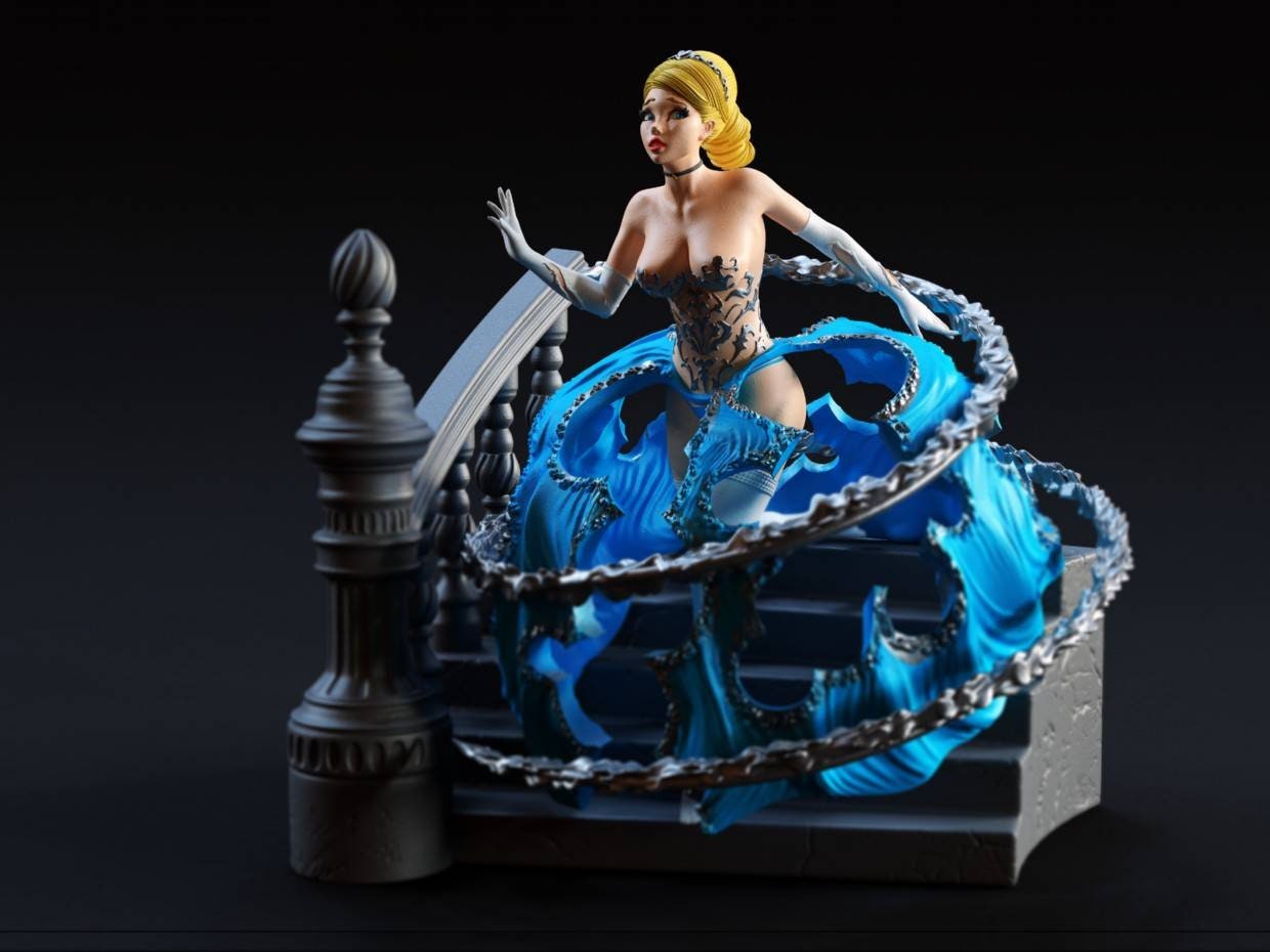 Cinderella (fan art) - Sexy - sfw - nsfw - unpainted - 3d printed - figurine - statue