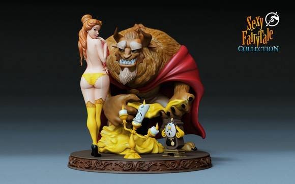 beauty and the best (fan art) - Sexy - nsfw - sfw - unpainted - 3d printed - figurine - statue - diorama