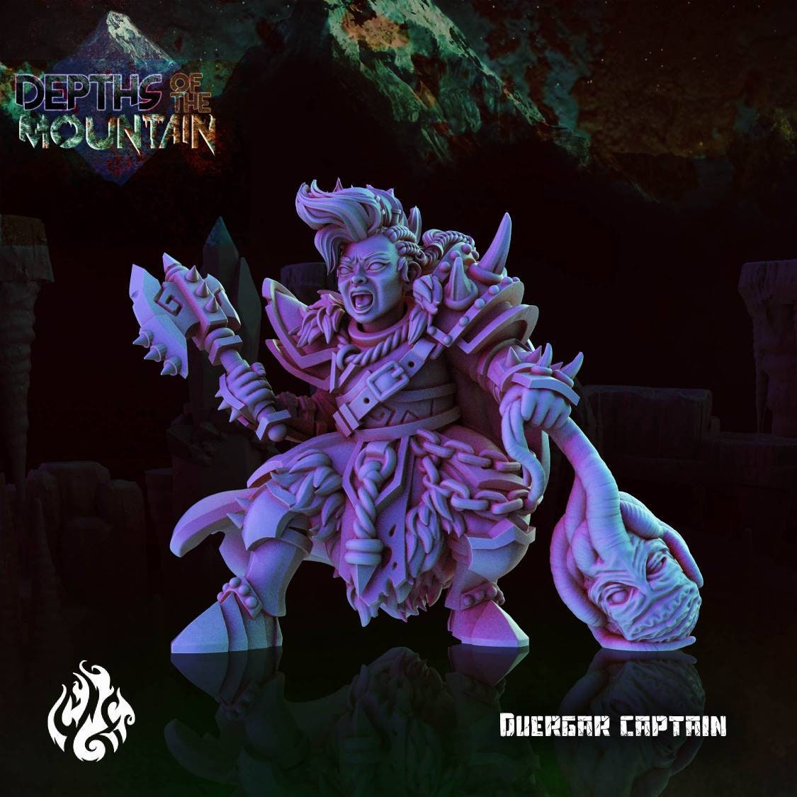 Duergar Capitan - 32mm - D&D - pathfinder - tabletop - rpg - miniature - crippled God Foundry