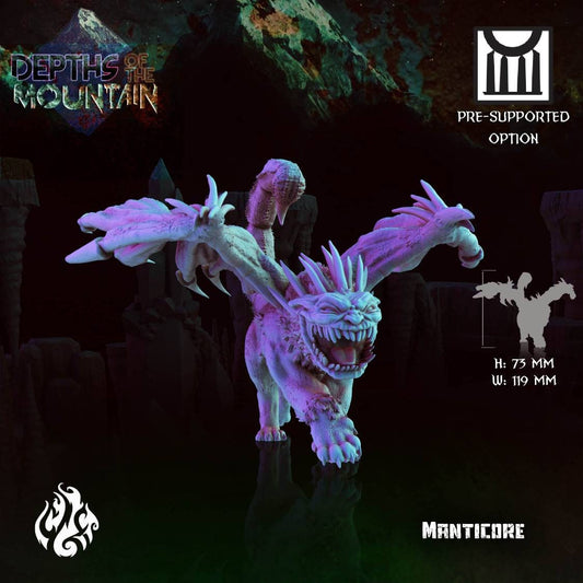 Manticore - 32mm - D&D - Pathfinder - tabletop - rpg - fantasy miniature - crippled God Foundry