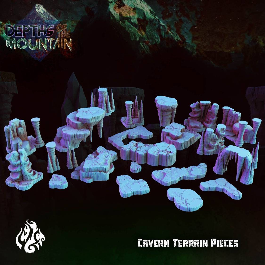 Cavern Terrain - 32mm - D&D - pathfinder - tabletop - rpg - miniature terrain - crippled God Foundry