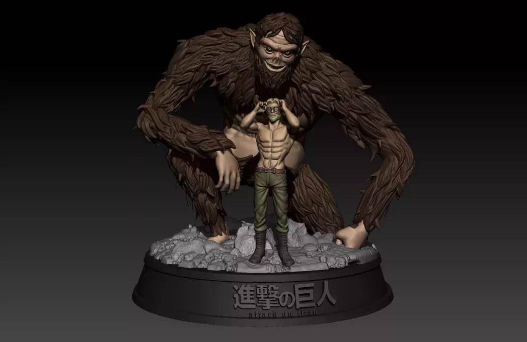 Attack on Titan - Beast Titan - Zeke Yeager - unpainted - 3d printed - Fan art - statue