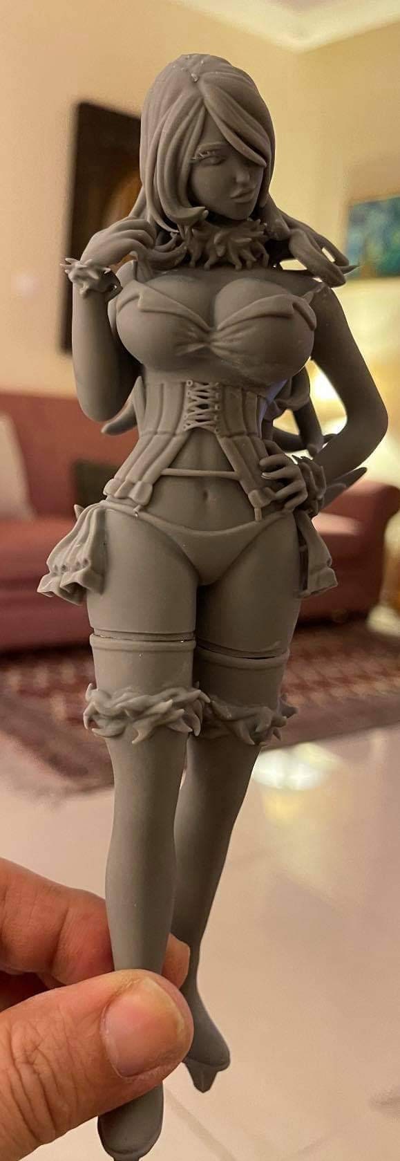 Cynthia and Lucario - pokemon - Sexy - 3d print- fan art - UNPAINTED - FIGURINE