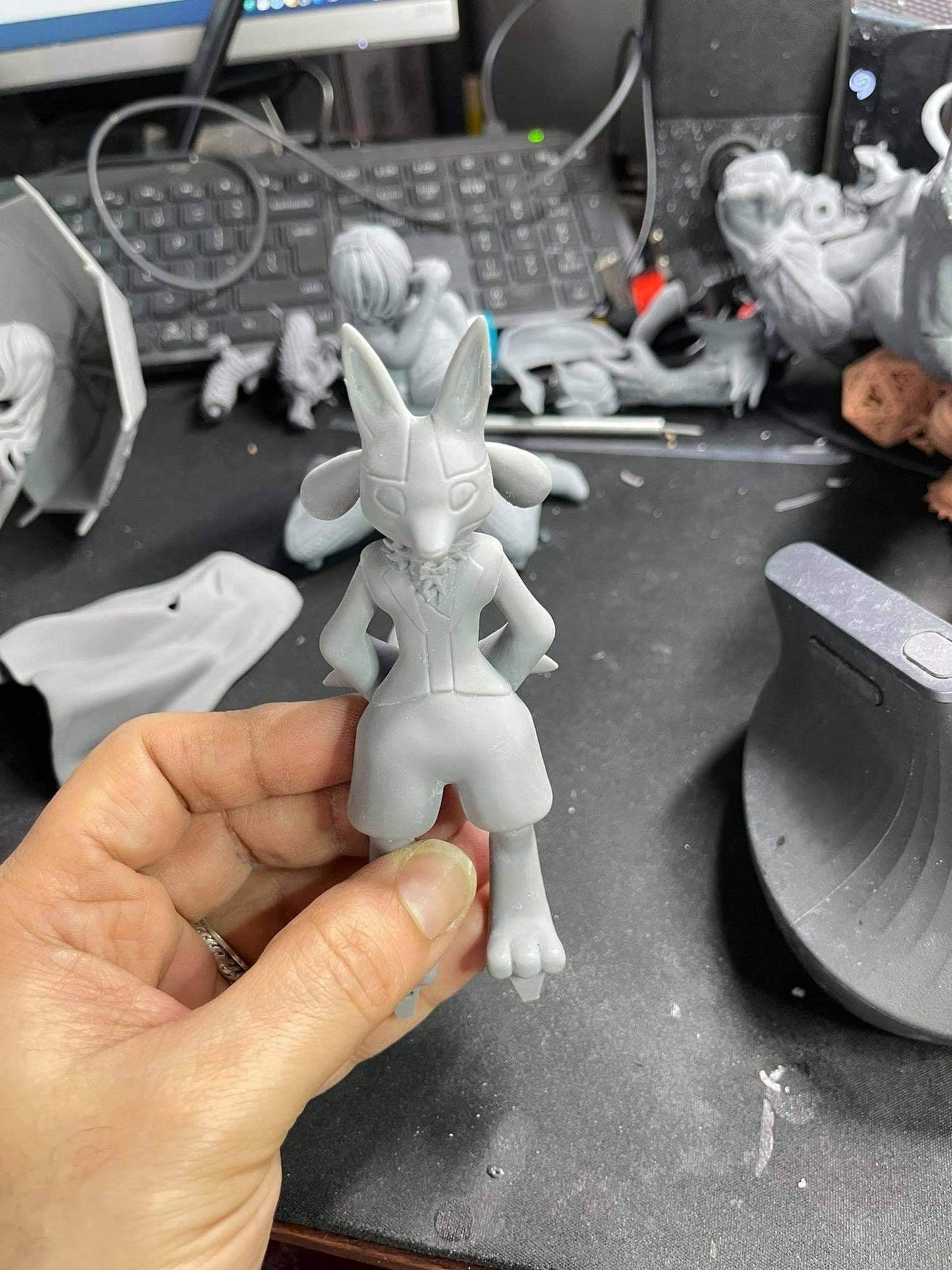 Cynthia and Lucario - pokemon - Sexy - 3d print- fan art - UNPAINTED - FIGURINE