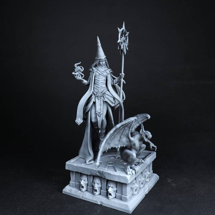 Diana 'Echo' Themera diorama - 75mm - 32mm - scale - D&D - tabletop - rpg - fantasy - miniature - white werewolf tavern