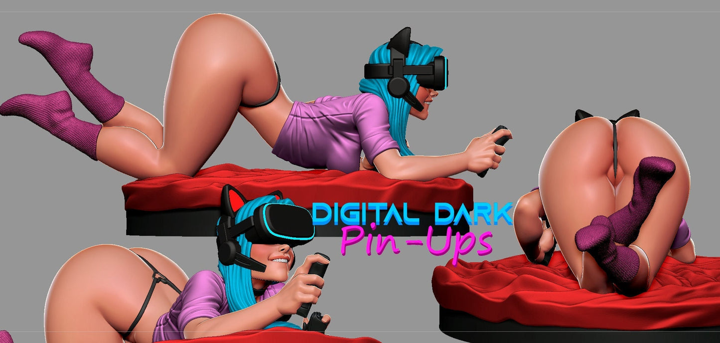 VR Girl - Sexy - NSFW - Digital - Dark - Pinups - 3D printed - unpainted - figurine - statue