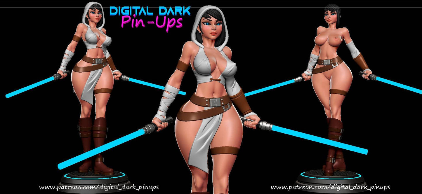 Jedi ‐ Girl - digital - dark - Pinups - Sexy -3d printed - sfw- NSFW - UNPAINTED - 3d printed - figurine