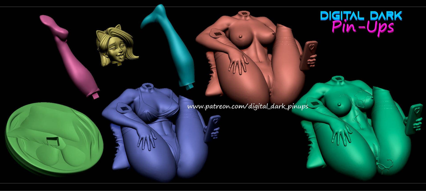 Dirty - Girl -SFW - NSFW - unpainted - 3d printed -  futanari- Digital - Dark - Pinups