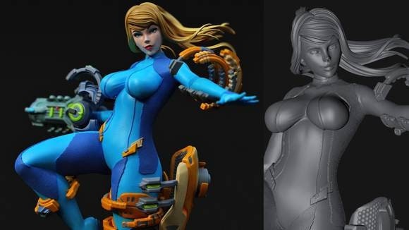 Samus Aran -nsfw sfw- fan art - UNPAINTED - 3d printed - figurine - statue