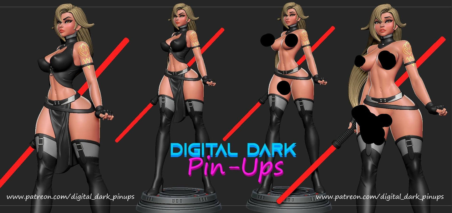 sith girl - SEXY- NSFW -  pinup - digital- dark - pinups - unpainted - 3d printed - stature - figure