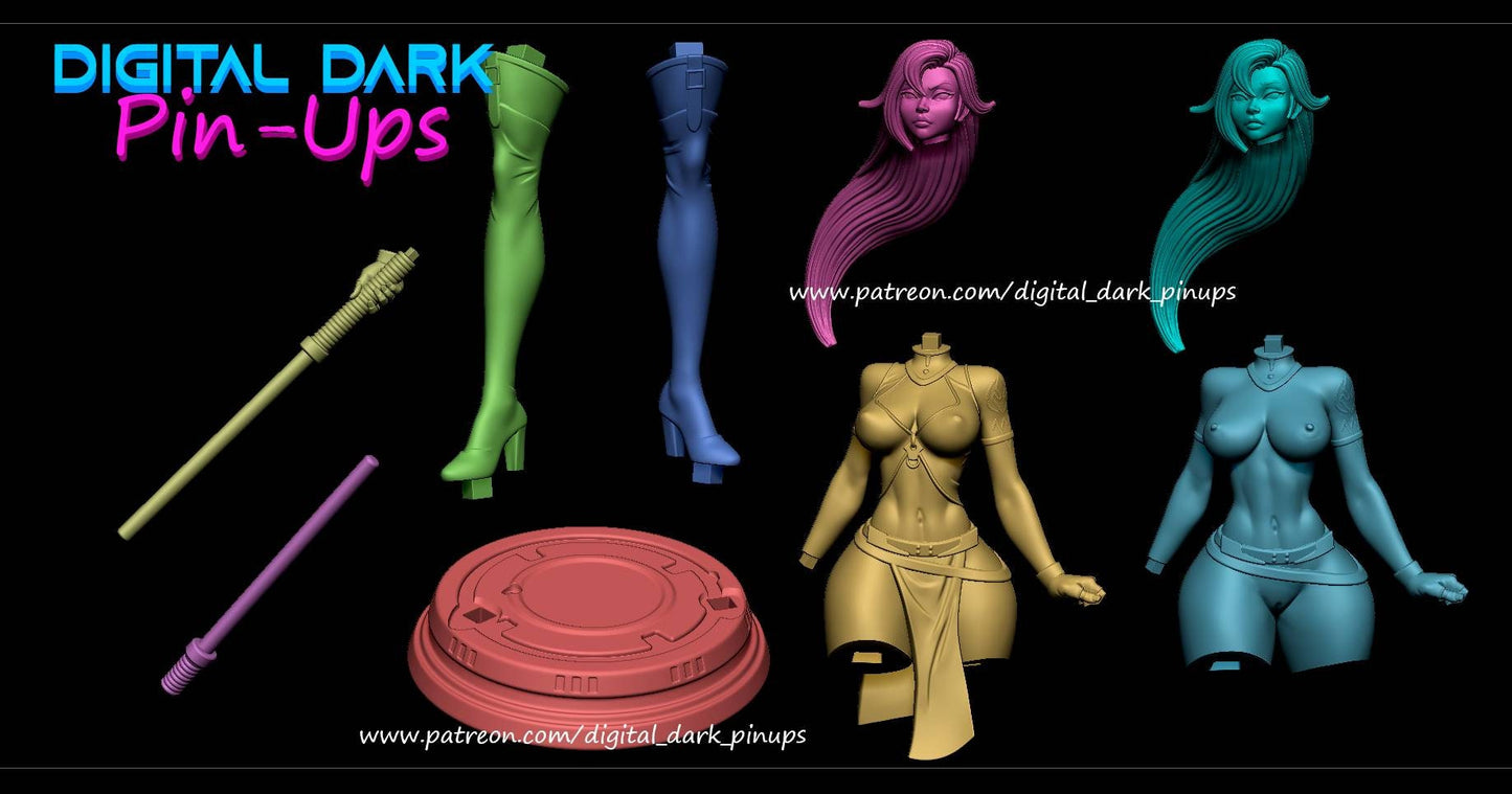 sith girl - SEXY- NSFW -  pinup - digital- dark - pinups - unpainted - 3d printed - stature - figure