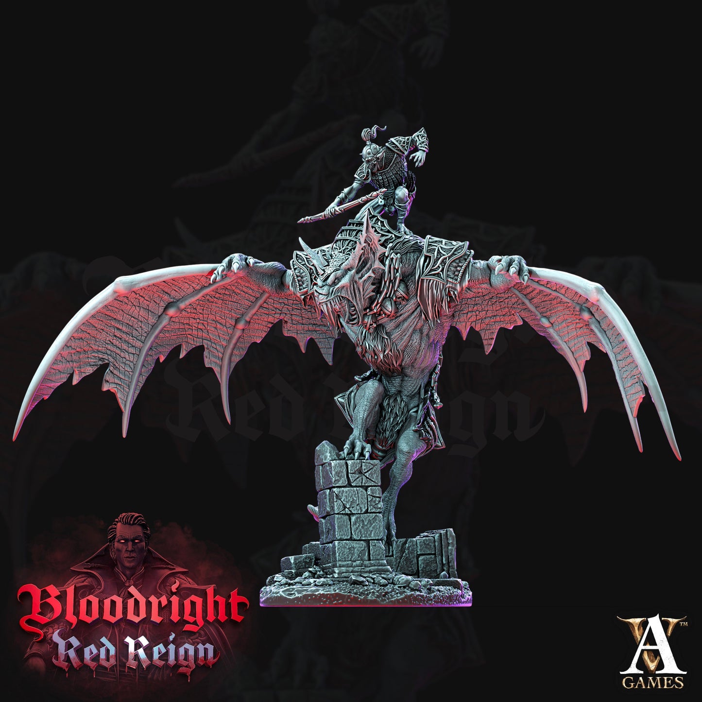 Dire bat riders - Archvillian Games – Bloodrite Red Reign - Fantasy - DnD - RPG - Tabletop - Gaming - miniature