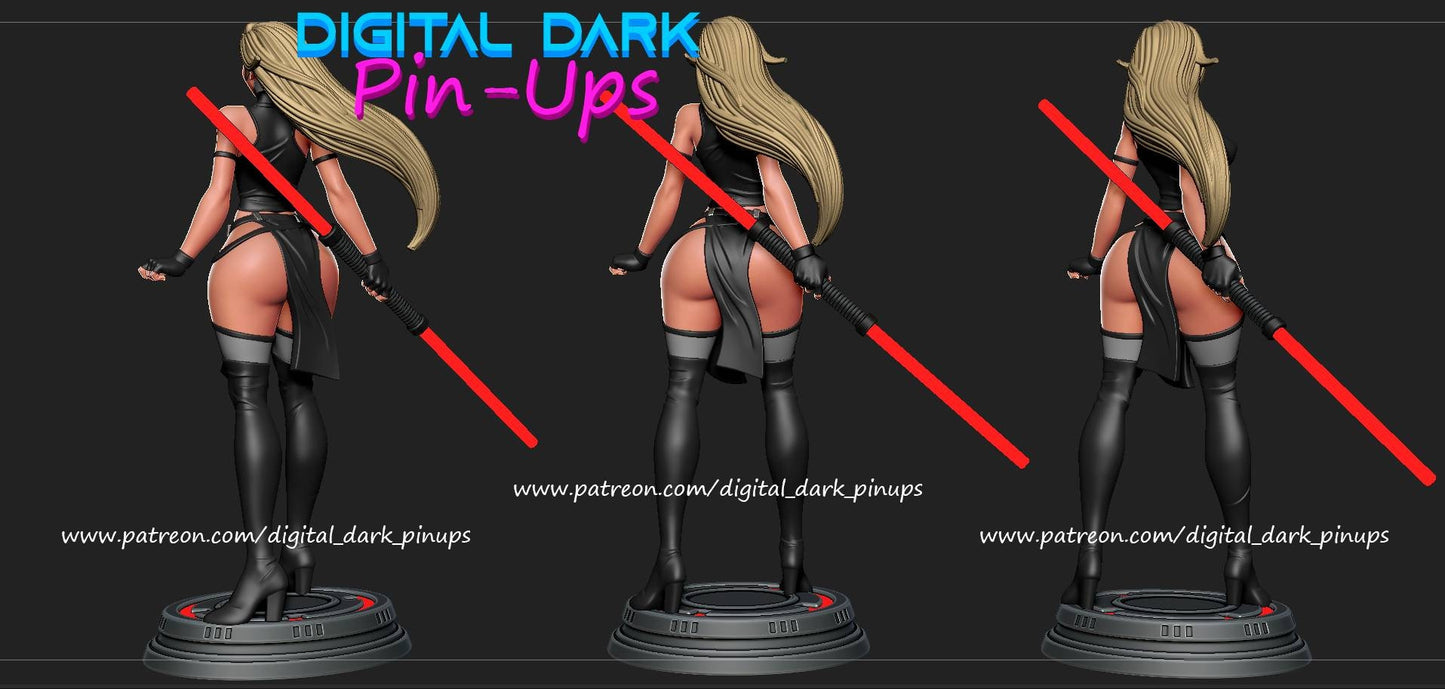 sith girl - SEXY- NSFW -  pinup - digital- dark - pinups - unpainted - 3d printed - stature - figure