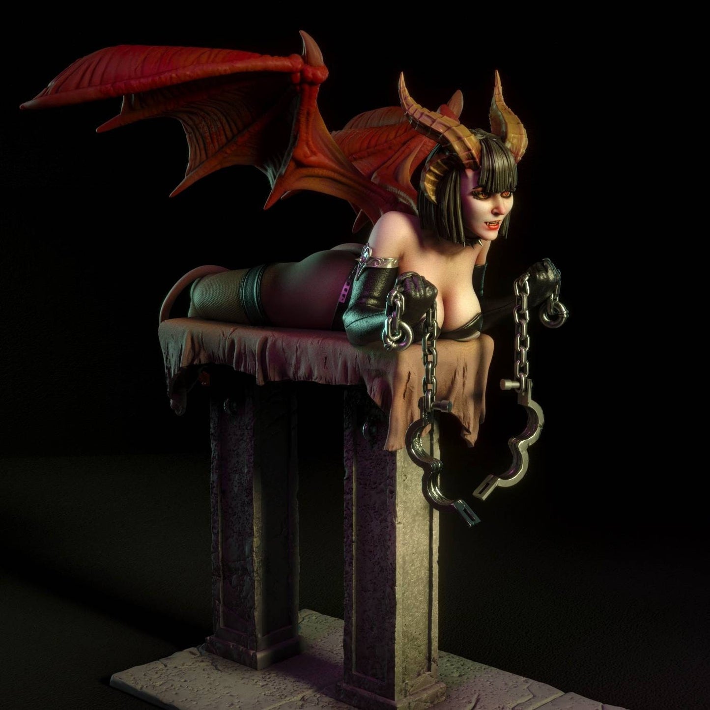 Demon dominatrix with angel - unpainted - sfw - NSFW - model - diorama