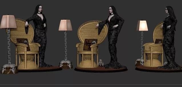 Morticia Adam's - sfw - nsfw - unpainted - 3d printed model - fan art