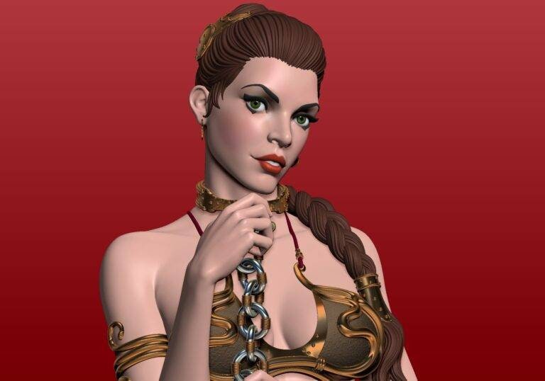 Slave Leia - sexy - sfw - nsfw - unpainted - 3d printed model - fan art