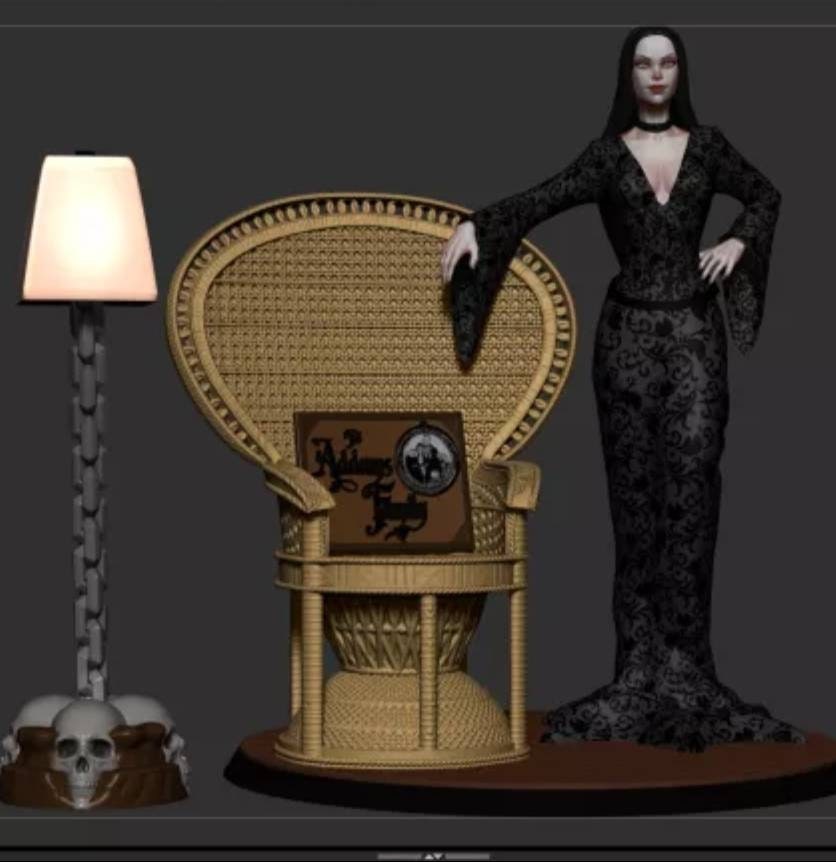 Morticia Adam's - sfw - nsfw - unpainted - 3d printed model - fan art