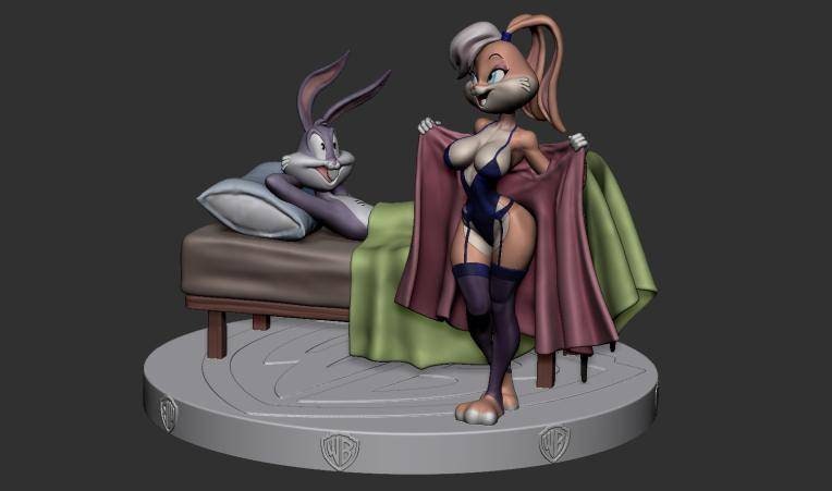 Lola Bunny - bugs - Sexy - sfw - nsfw - unpainted - 3d printed model - fan art