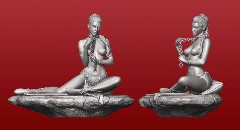 Slave Leia - sexy - sfw - nsfw - unpainted - 3d printed model - fan art