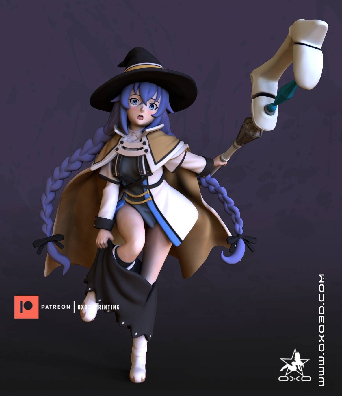 Roxy - cute mage girl - Mushoku Tensei - unpainted  - 3d printed model - fan art